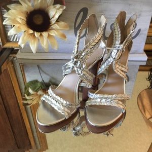 VIA SPIGA silver braided sandal